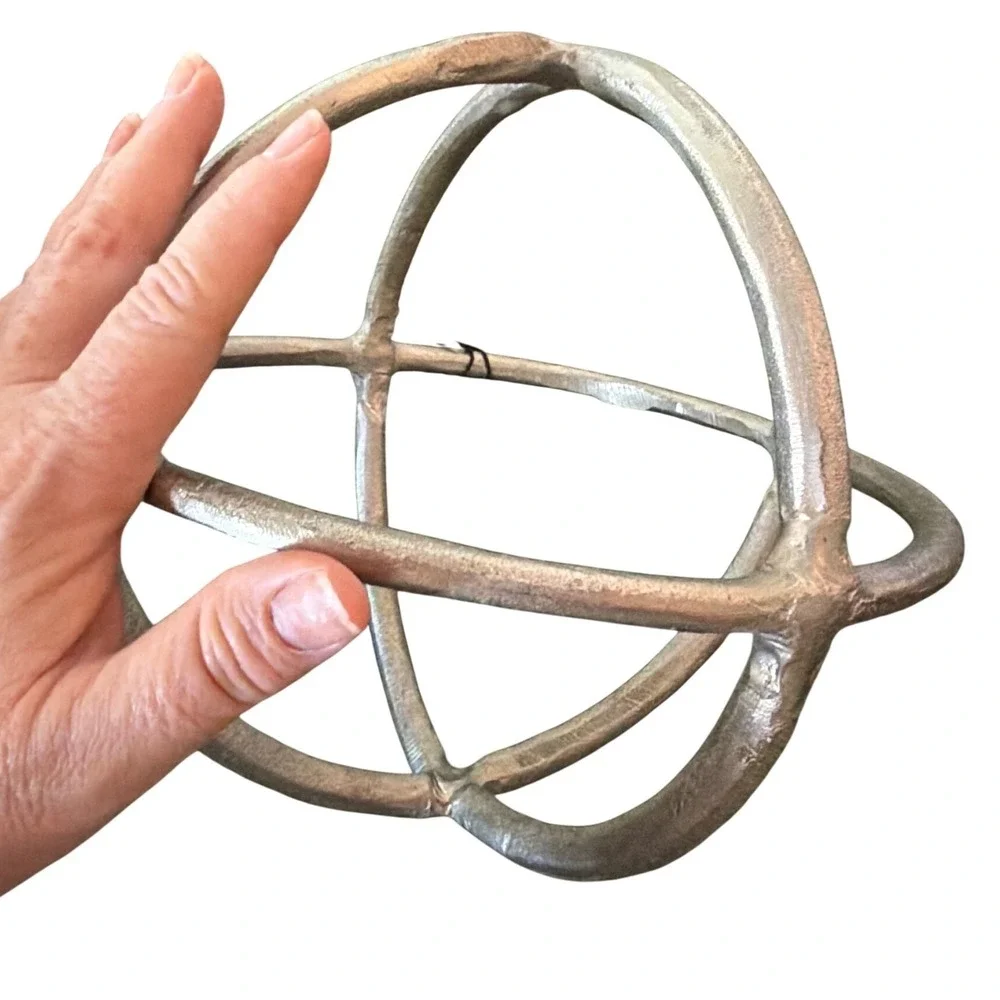 West Elm Metal Sphere Home Decor OS Silver Excellent Geometric Armillary Orb